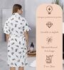 Grey Printed Cotton Women Bath Robe With Belt (L)