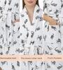 Grey Printed Cotton Women Bath Robe With Belt (L)