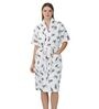 Grey Printed Cotton Women Bath Robe With Belt (L)