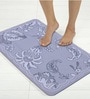 Grey Floral Printed Rubber 22x14 Inches Anti Skid Bath Mat