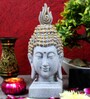Grey Resin Indian Buddha Head Idol