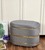 Golden Velvet Pouffe in Grey Colour