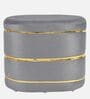 Golden Velvet Pouffe in Grey Colour