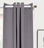 Grey Geometric Cotton 7 Ft Semisheer Eyelet Door Curtains (Set of 2)