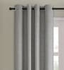Grey Solid Jute 7 Ft Light Filtering Eyelet Door Curtain