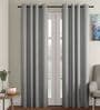 Grey Solid Jute 7 Ft Light Filtering Eyelet Door Curtain