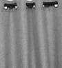 Grey Solid Jute 7 Ft Light Filtering Eyelet Door Curtain