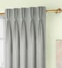 Grey Geometric Poly Cotton 7 Ft Light Filtering Pinch Pleat Door Curtains (Set of 2)