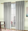 Grey Geometric Poly Cotton 7 Ft Light Filtering Pinch Pleat Door Curtains (Set of 2)