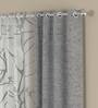 Grey Solid Poly Cotton 5 Ft Semisheer Eyelet Window Curtains (Set of 4)