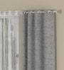 Grey Solid Poly Cotton 5 Ft Semisheer Eyelet Window Curtains (Set of 4)