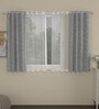 Grey Solid Poly Cotton 5 Ft Semisheer Eyelet Window Curtains (Set of 4)