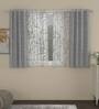 Grey Solid Poly Cotton 5 Ft Semisheer Eyelet Window Curtains (Set of 4)