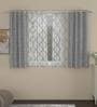 Grey Solid Poly Cotton 5 Ft Semisheer Eyelet Window Curtains (Set of 4)