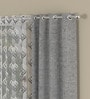 Grey Polycotton Traditional 5ft Semisheer Eyelet 4 Pcs Window Curtains