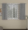 Grey Polycotton Traditional 5ft Semisheer Eyelet 4 Pcs Window Curtains