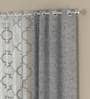 Grey Solid Poly Cotton 5 Ft Semisheer Eyelet Window Curtains (Set of 4)