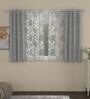 Grey Floral Poly Cotton 5 Ft Semisheer Eyelet Window Curtains (Set of 4)