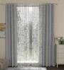 Grey Solid Poly Cotton 7 Ft Semisheer Eyelet Door Curtains (Set of 4)