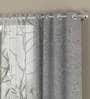 Grey Solid Poly Cotton 7 Ft Semisheer Eyelet Door Curtains (Set of 4)