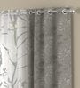 Grey Polyester Traditional 5ft Semisheer Eyelet 4 Pcs Window Curtains
