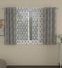 Grey Floral Polyester 5 Ft Semisheer Eyelet Window Curtains (Set of 4)