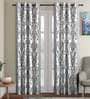 Grey Traditional Polyester 9 Ft Semisheer Eyelet Door Curtains (Set of 2)