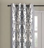 Grey Traditional Polyester 9 Ft Semisheer Eyelet Door Curtains (Set of 2)