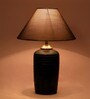 Grey Shade Table Lamp With Terracotta Base