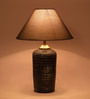 Grey Shade Table Lamp With Terracotta Base