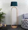 Vrikshya Grey Iron Shade Club Floor Lamp With Wood Base