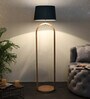 Vrikshya Grey Iron Shade Club Floor Lamp With Wood Base