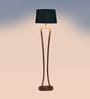 Montage Grey Iron Shade Club Floor Lamp With Wood Base