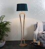 Montage Grey Iron Shade Club Floor Lamp With Wood Base