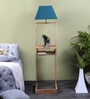 Noel Grey Iron Shade Shelf Floor Lamp With Wood Base