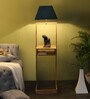 Noel Grey Iron Shade Shelf Floor Lamp With Wood Base