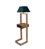 Noel Grey Iron Shade Shelf Floor Lamp With Wood Base