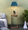 Noel Grey Iron Shade Shelf Floor Lamp With Wood Base