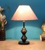 Shiny Grey Fabric Shade Night Lamp With Metal Base