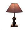 Shiny Grey Fabric Shade Night Lamp With Metal Base