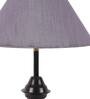 Shiny Grey Fabric Shade Night Lamp With Metal Base