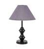 Shiny Grey Fabric Shade Night Lamp With Metal Base