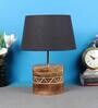 Frosted Grey Fabric Shade Table Lamp With Mango wood Base