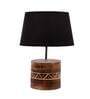 Frosted Grey Fabric Shade Table Lamp With Mango wood Base