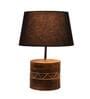 Frosted Grey Fabric Shade Table Lamp With Mango wood Base