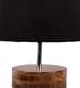 Frosted Grey Fabric Shade Table Lamp With Mango wood Base