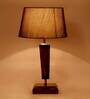 Paola Grey Fabric Shade Night Lamp With Wood Base