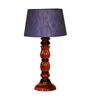 Rocky Grey Fabric Shade Night Lamp With Wood Base