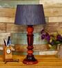 Crisanto Grey Fabric Shade Night Lamp With Wood Base