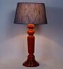 Hubble Grey Fabric Shade Night Lamp With Wood Base